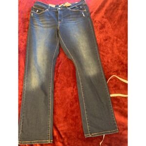 Levis Classic Straight Jeans Womens 14M Medium Wash Distressed Denim